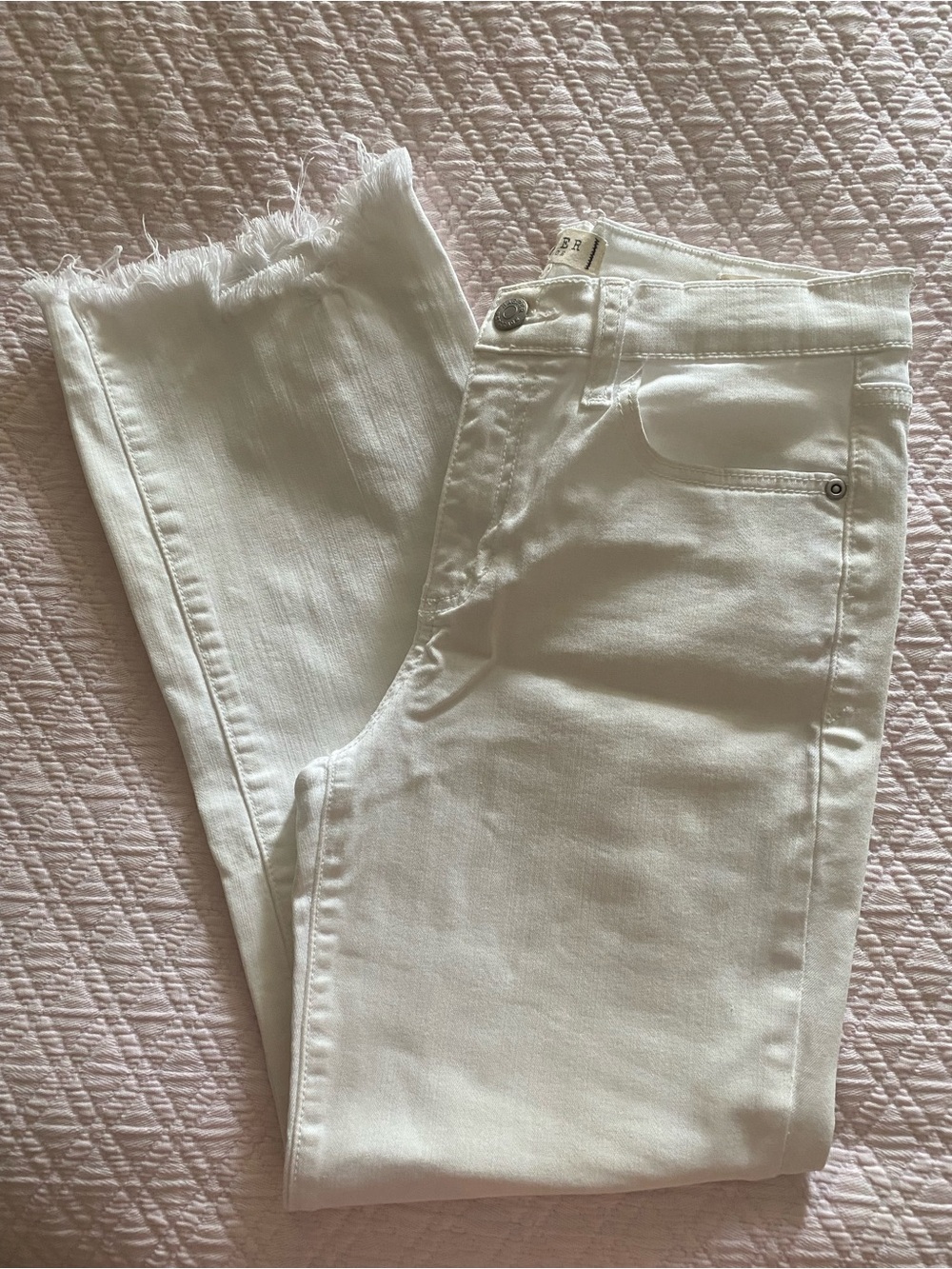 White kick crop jeans